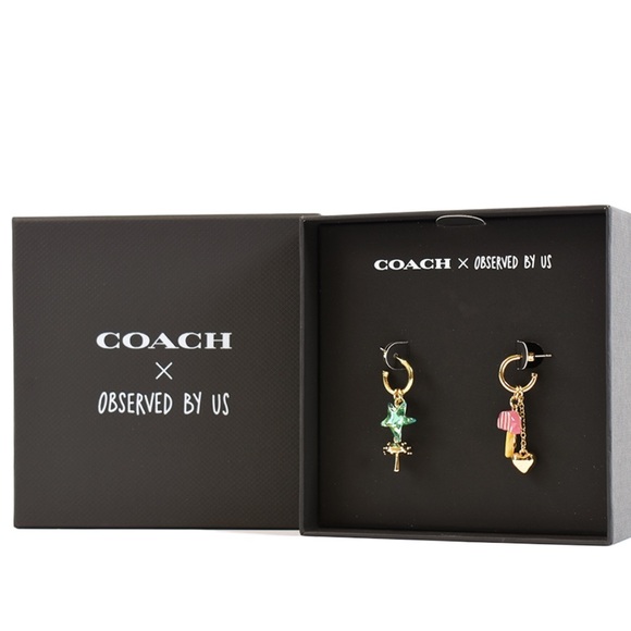 Coach Mismatched Star Heart Dangle Earrings - Picture 9 of 9